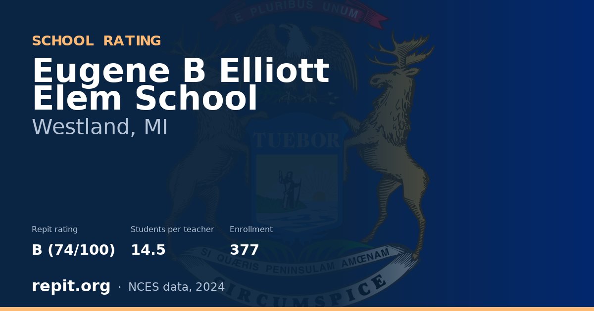Eugene B Elliott Elem School, Westland, MI — Repit school rating B (74/100)