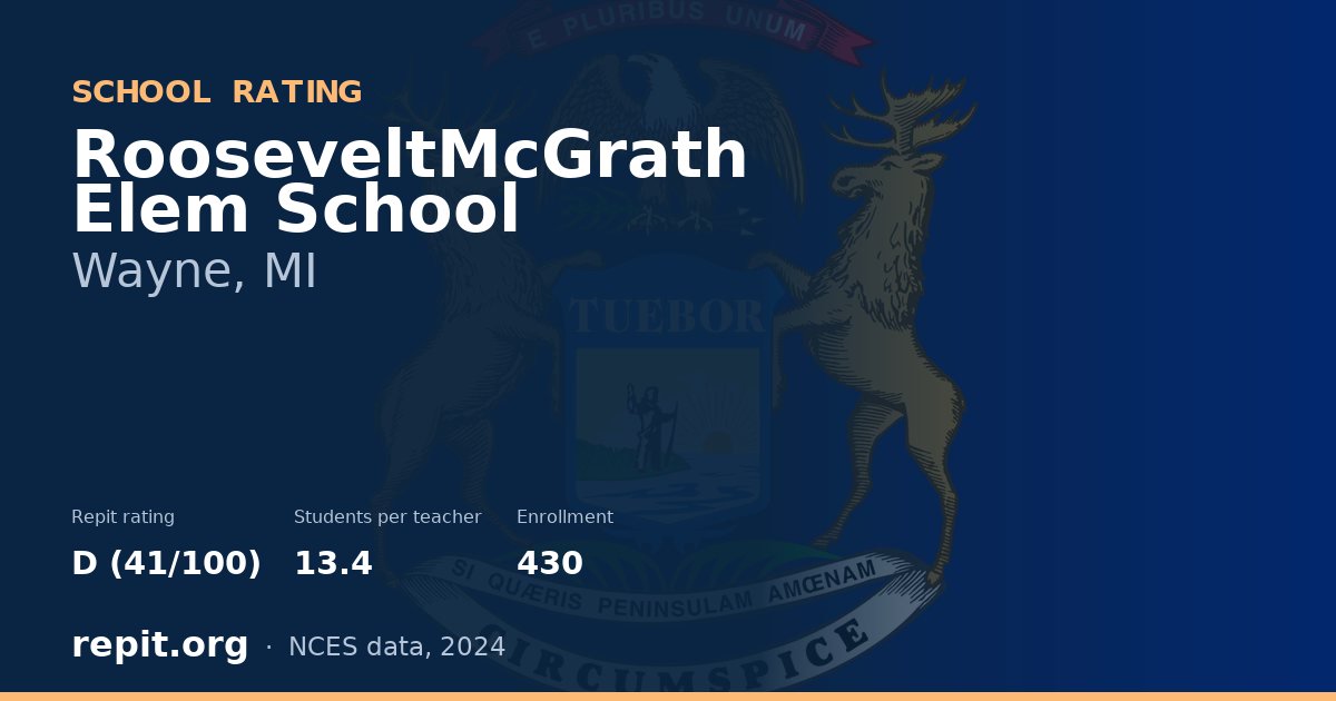 RooseveltMcGrath Elem School, Wayne, MI — Repit school rating D (41/100)