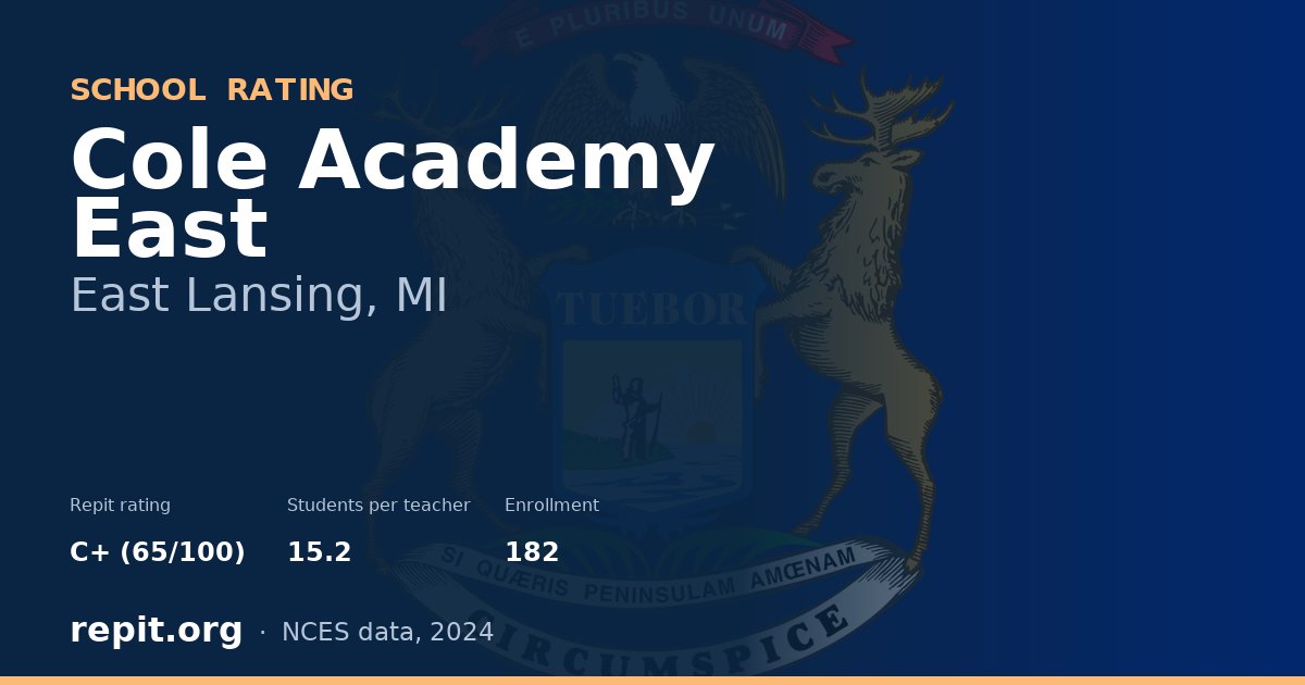 Cole Academy East, East Lansing, MI — Repit school rating C+ (65/100)