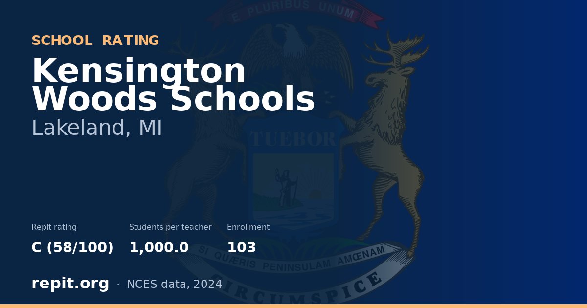 Kensington Woods Schools, Lakeland, MI — Repit school rating C (58/100)