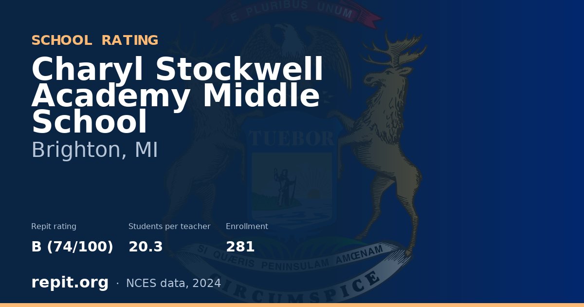 Charyl Stockwell Academy Middle School, Brighton, MI — Repit school rating B (74/100)