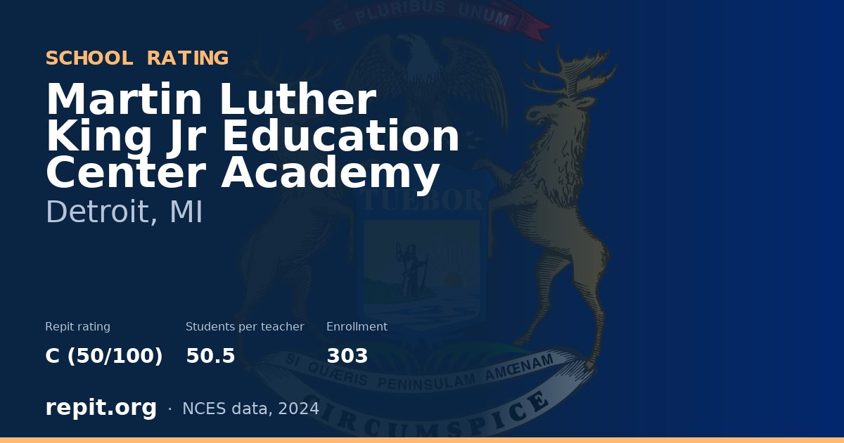 Martin Luther King Jr Education Center Academy, Detroit, MI — Repit school rating C (50/100)