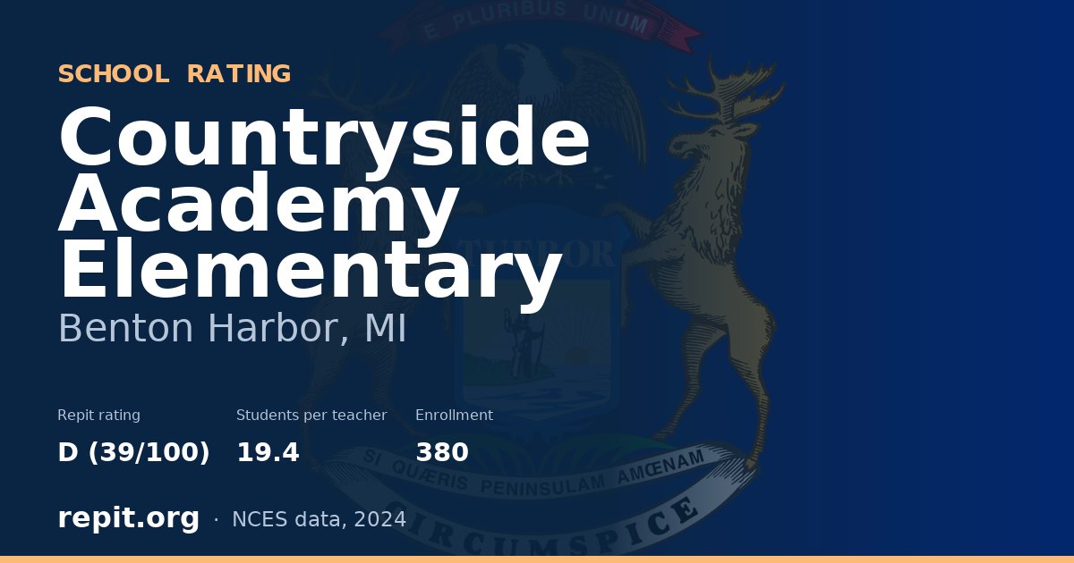 Countryside Academy  Elementary, Benton Harbor, MI — Repit school rating D (39/100)