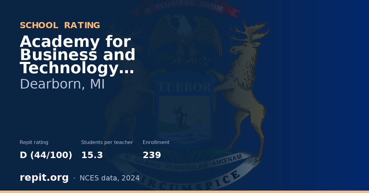 Academy for Business and Technology Elementary, Dearborn, MI — Repit school rating D (44/100)