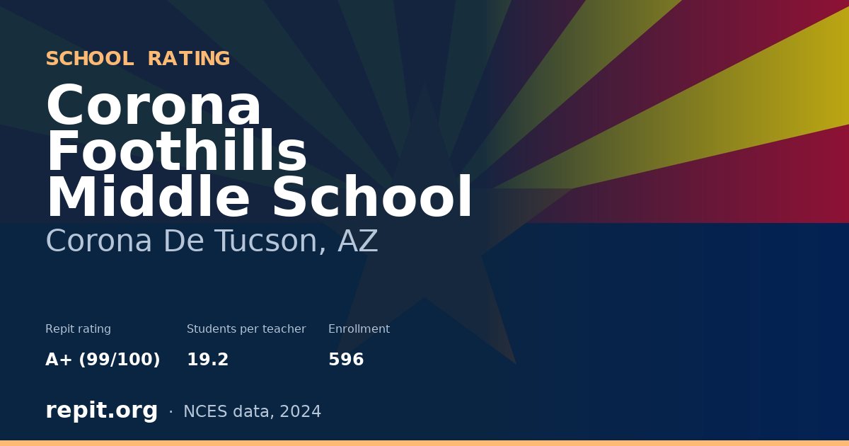 Corona Foothills Middle School, Corona De Tucson, AZ — Repit school rating A+ (99/100)