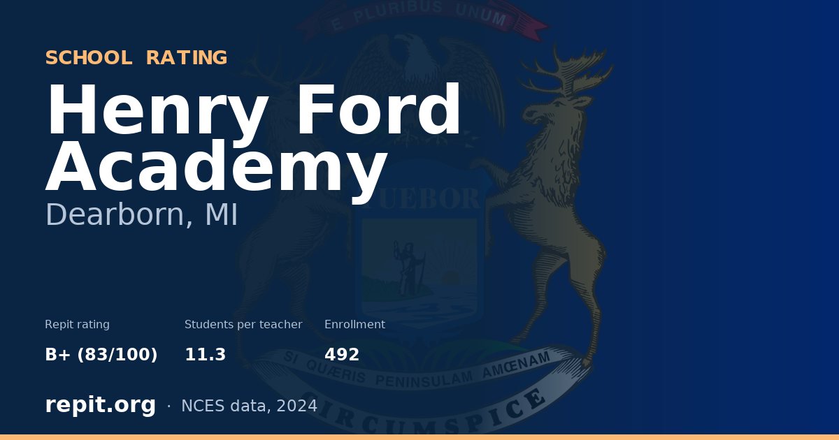 Henry Ford Academy, Dearborn, MI — Repit school rating B+ (83/100)