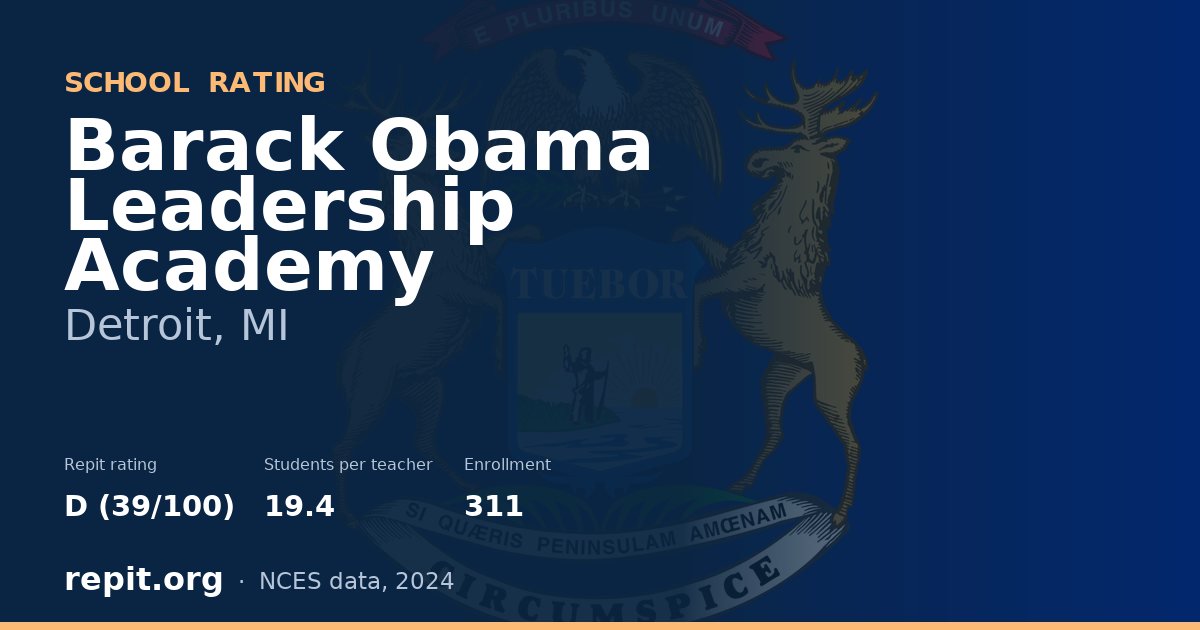 Barack Obama Leadership Academy, Detroit, MI — Repit school rating D (39/100)