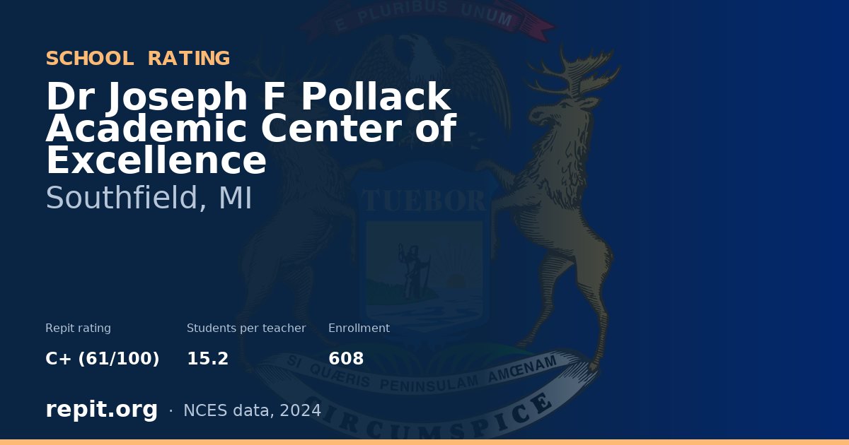 Dr Joseph F Pollack Academic Center of Excellence, Southfield, MI — Repit school rating C+ (61/100)