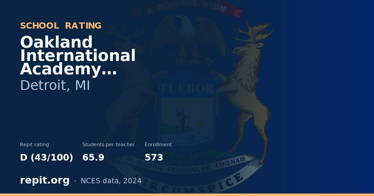 Oakland International Academy Elementary, Detroit, MI — Repit school rating D (43/100)