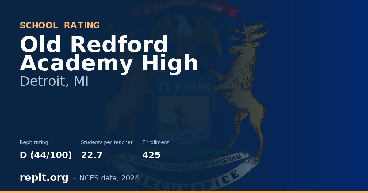 Old Redford Academy High, Detroit, MI — Repit school rating D (44/100)