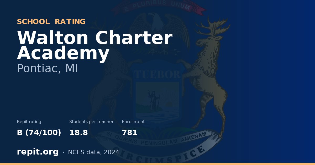 Walton Charter Academy, Pontiac, MI — Repit school rating B (74/100)