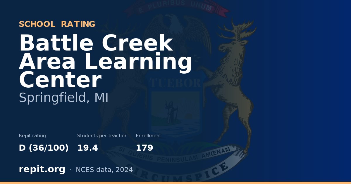 Battle Creek Area Learning Center, Springfield, MI — Repit school rating D (36/100)