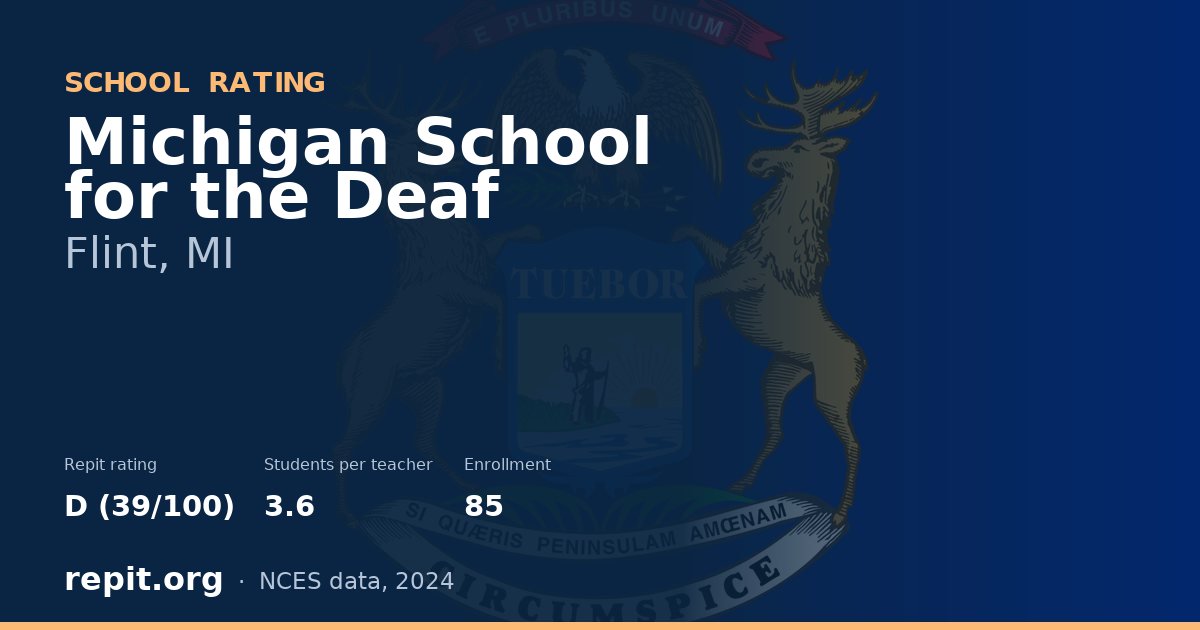 Michigan School for the Deaf, Flint, MI — Repit school rating D (39/100)