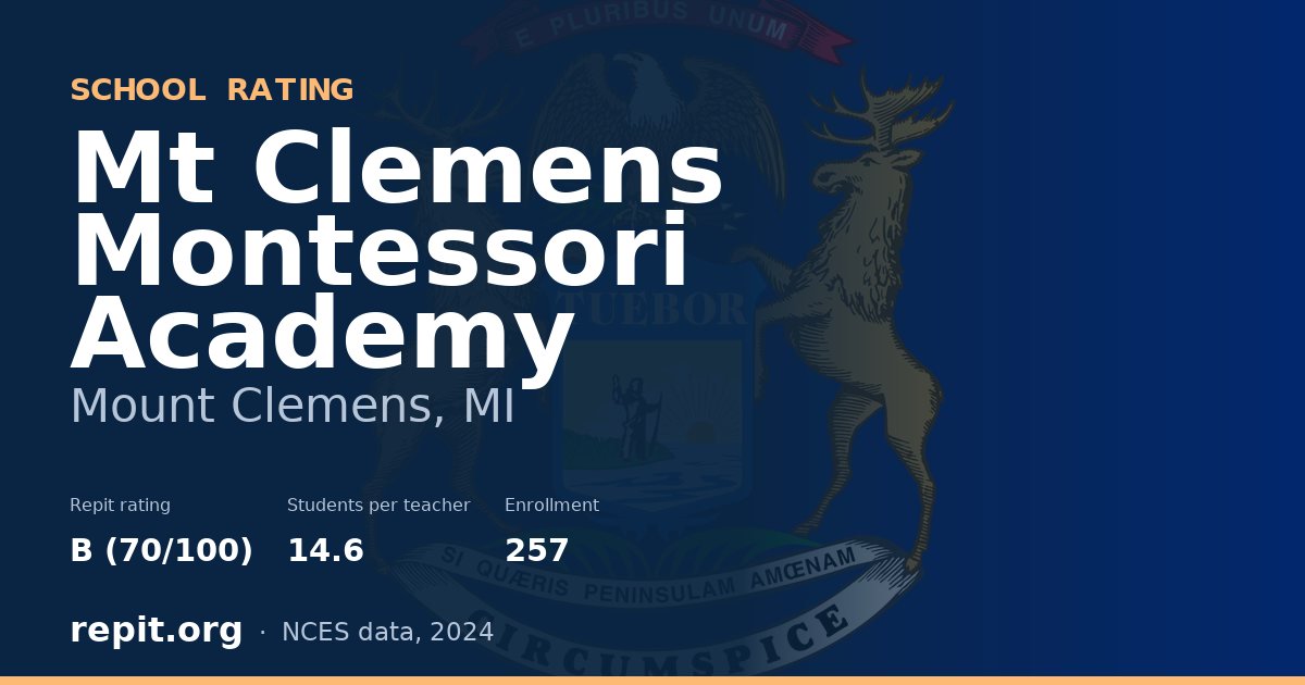Mt Clemens Montessori Academy, Mount Clemens, MI — Repit school rating B (70/100)