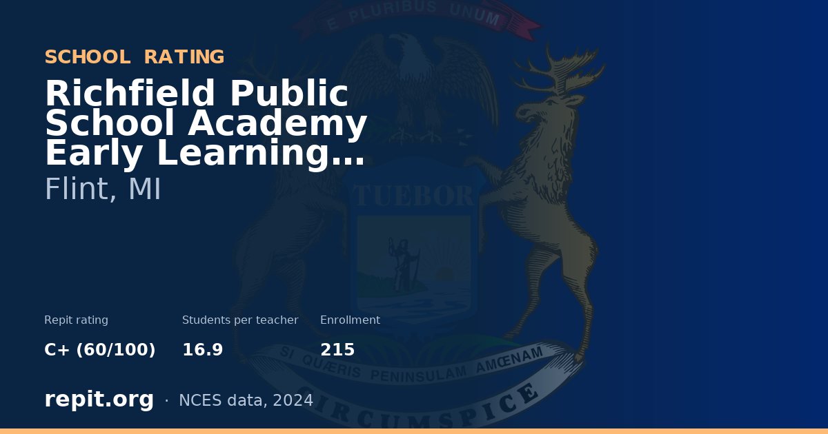 Richfield Public School Academy Early Learning Center PK2, Flint, MI — Repit school rating C+ (60/100)