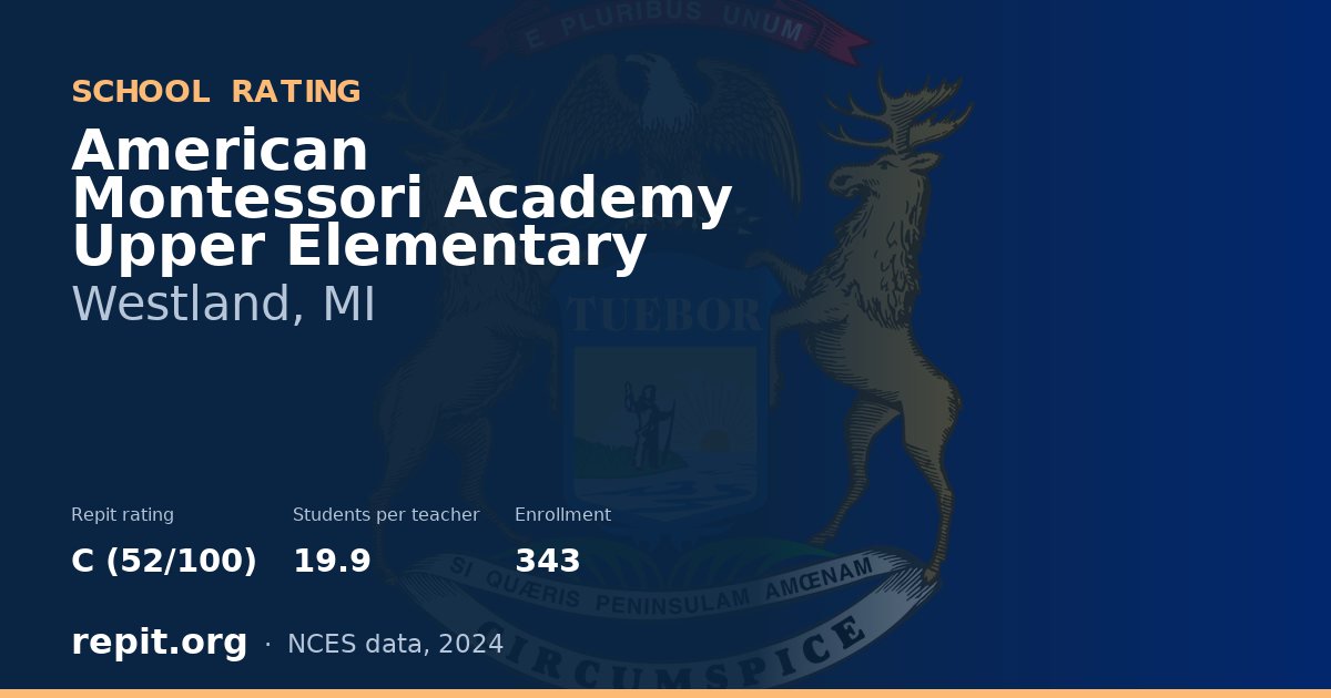 American Montessori Academy Upper Elementary, Westland, MI — Repit school rating C (52/100)