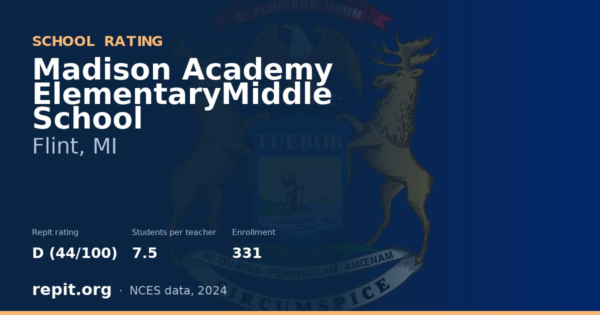 Madison Academy ElementaryMiddle School, Flint, MI — Repit school rating D (44/100)