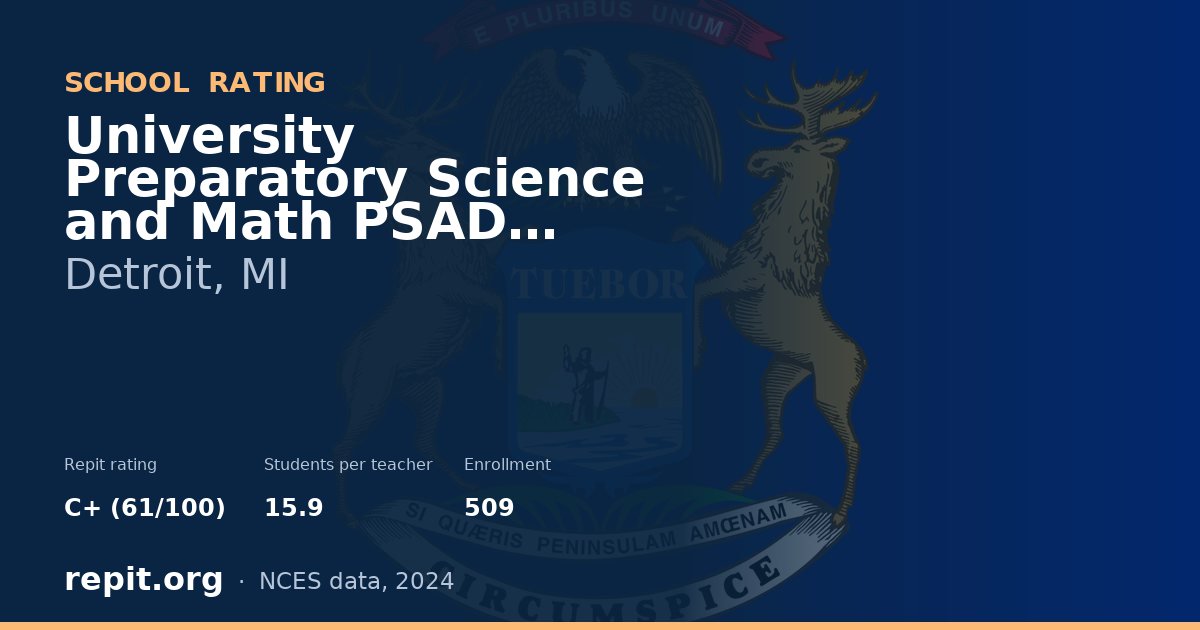University Preparatory Science and Math PSAD Middle School, Detroit, MI — Repit school rating C+ (61/100)