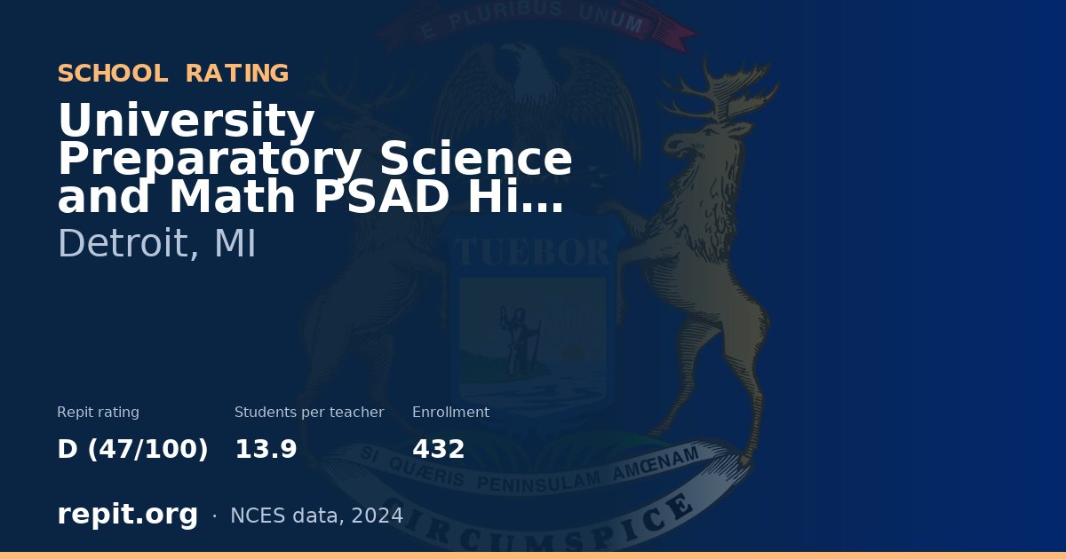 University Preparatory Science and Math PSAD High School, Detroit, MI — Repit school rating D (47/100)