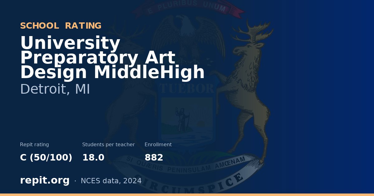 University Preparatory Art Design MiddleHigh, Detroit, MI — Repit school rating C (50/100)