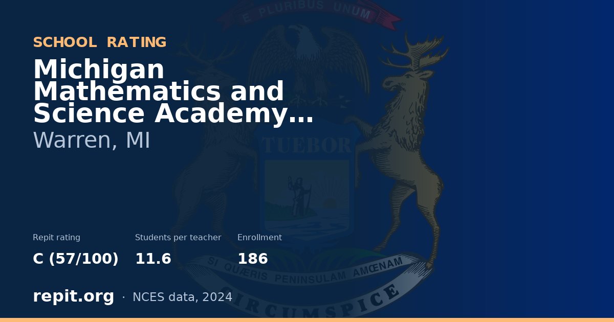Michigan Mathematics and Science Academy Lorraine, Warren, MI — Repit school rating C (57/100)