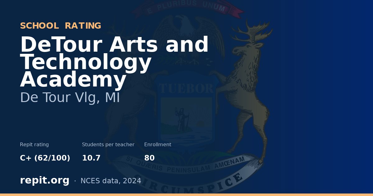 DeTour Arts and Technology Academy, De Tour Vlg, MI — Repit school rating C+ (62/100)