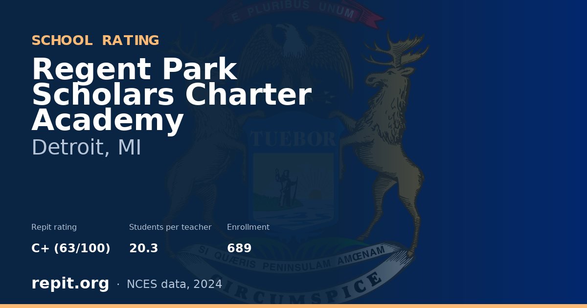 Regent Park Scholars Charter Academy, Detroit, MI — Repit school rating C+ (63/100)