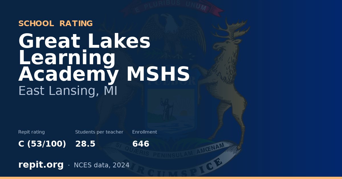 Great Lakes Learning Academy MSHS, East Lansing, MI — Repit school rating C (53/100)