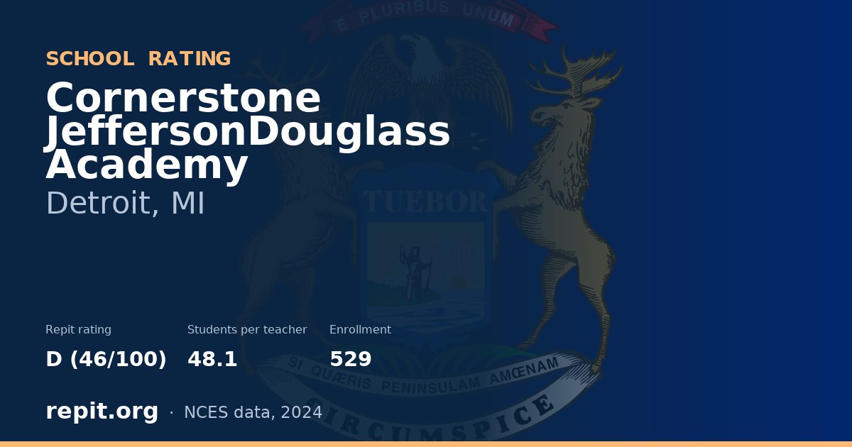 Cornerstone JeffersonDouglass Academy, Detroit, MI — Repit school rating D (46/100)