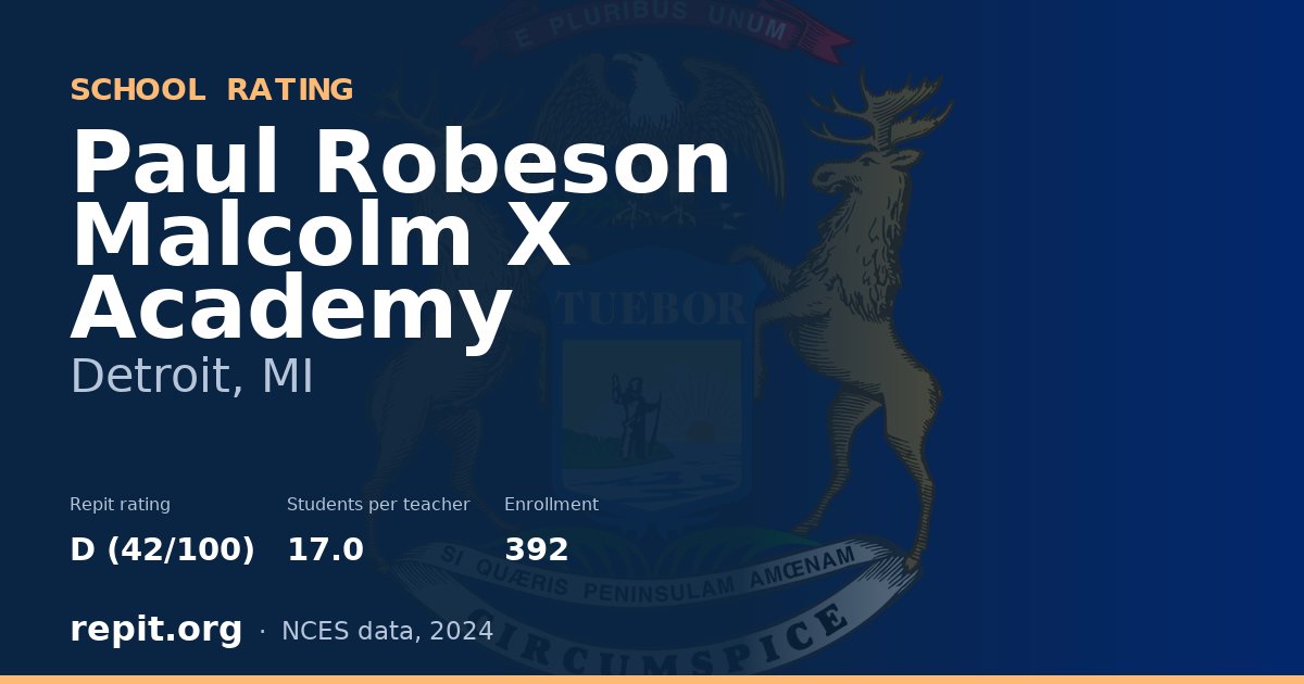 Paul Robeson Malcolm X Academy, Detroit, MI — Repit school rating D (42/100)