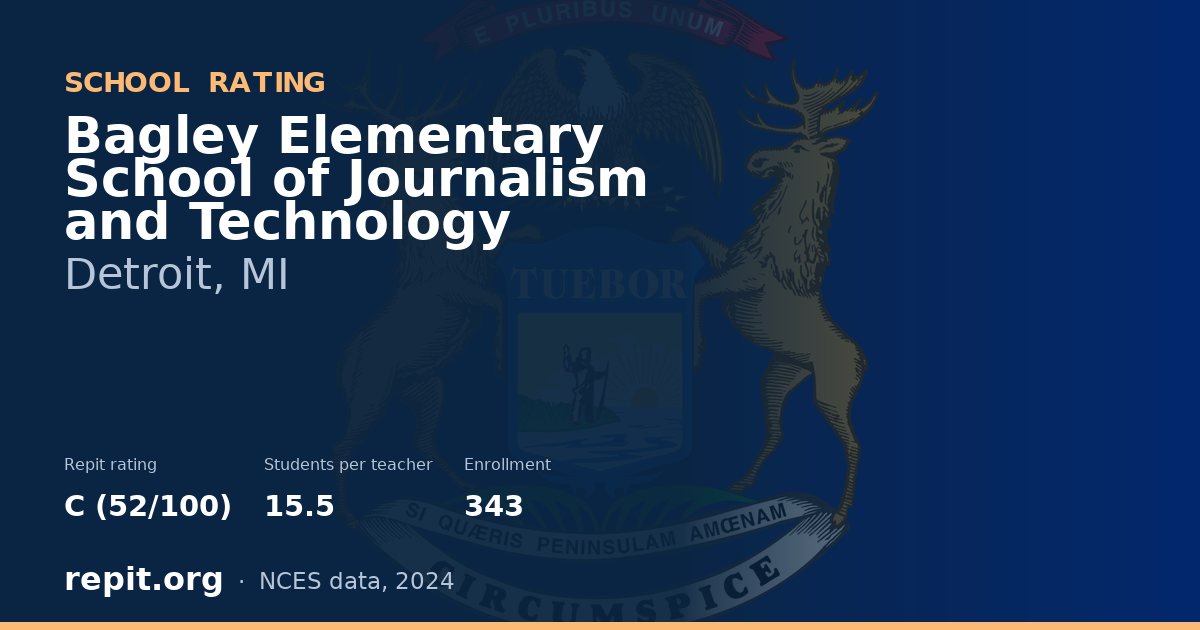 Bagley Elementary School of Journalism and Technology, Detroit, MI — Repit school rating C (52/100)