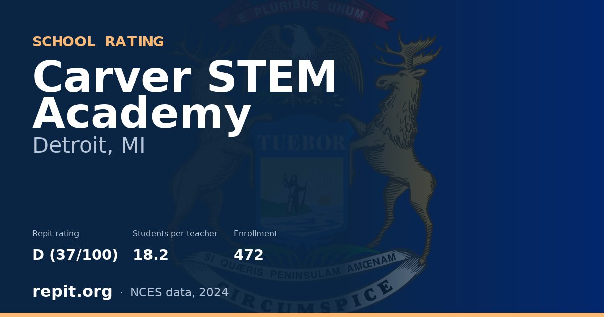 Carver STEM Academy, Detroit, MI — Repit school rating D (37/100)