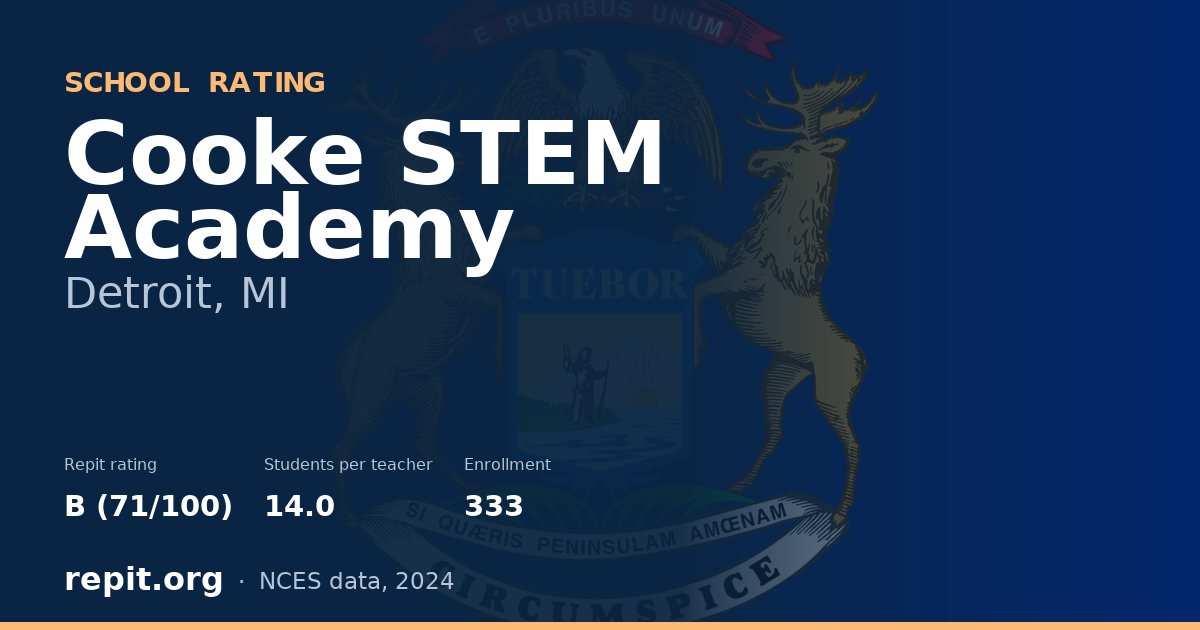 Cooke STEM Academy, Detroit, MI — Repit school rating B (71/100)