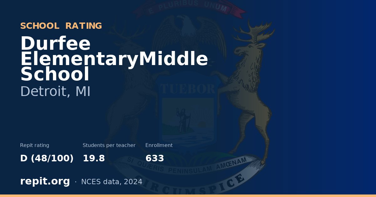 Durfee ElementaryMiddle School, Detroit, MI — Repit school rating D (48/100)