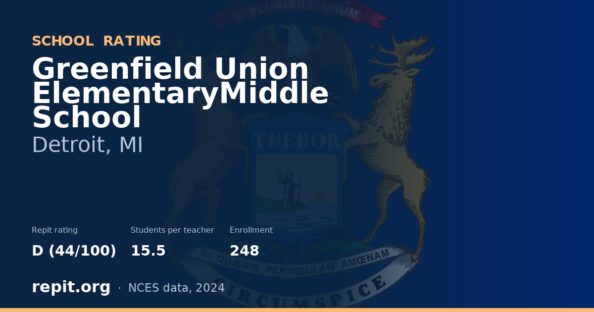 Greenfield Union ElementaryMiddle School, Detroit, MI — Repit school rating D (44/100)