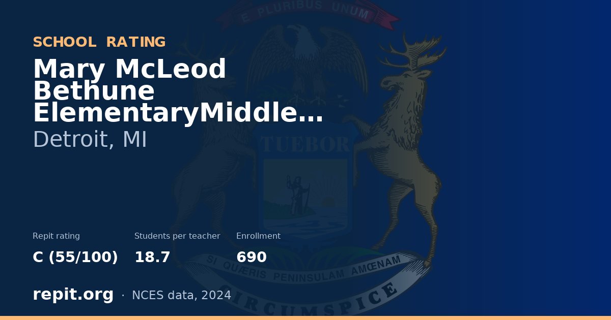 Mary McLeod Bethune ElementaryMiddle School, Detroit, MI — Repit school rating C (55/100)