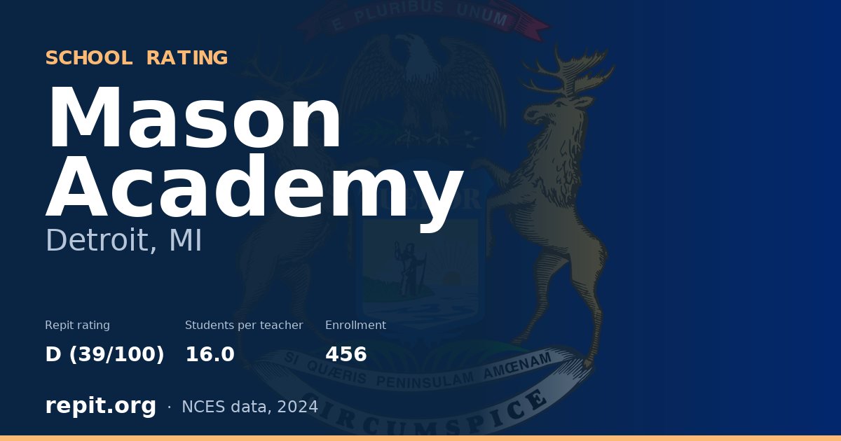Mason Academy, Detroit, MI — Repit school rating D (39/100)