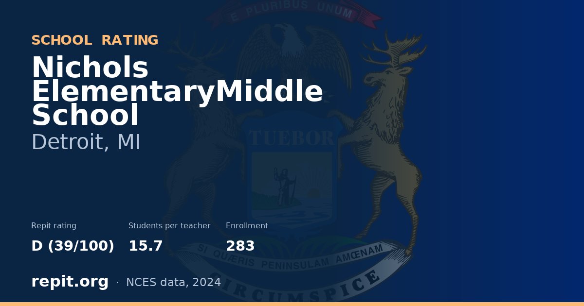 Nichols ElementaryMiddle School, Detroit, MI — Repit school rating D (39/100)