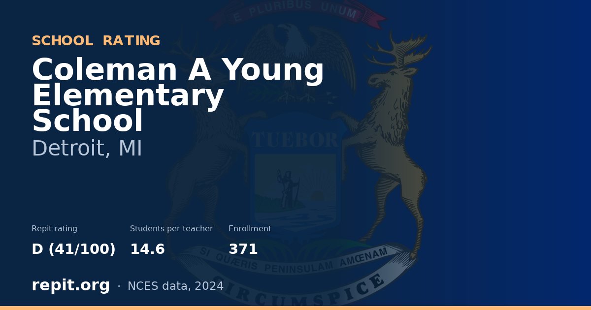 Coleman A Young Elementary School, Detroit, MI — Repit school rating D (41/100)