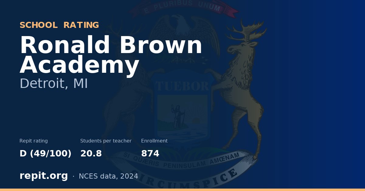 Ronald Brown Academy, Detroit, MI — Repit school rating D (49/100)