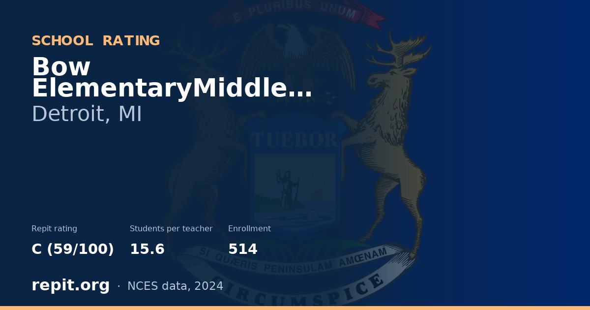 Bow ElementaryMiddle School, Detroit, MI — Repit school rating C (59/100)