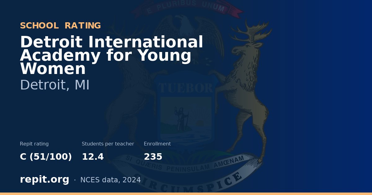 Detroit International Academy for Young Women, Detroit, MI — Repit school rating C (51/100)