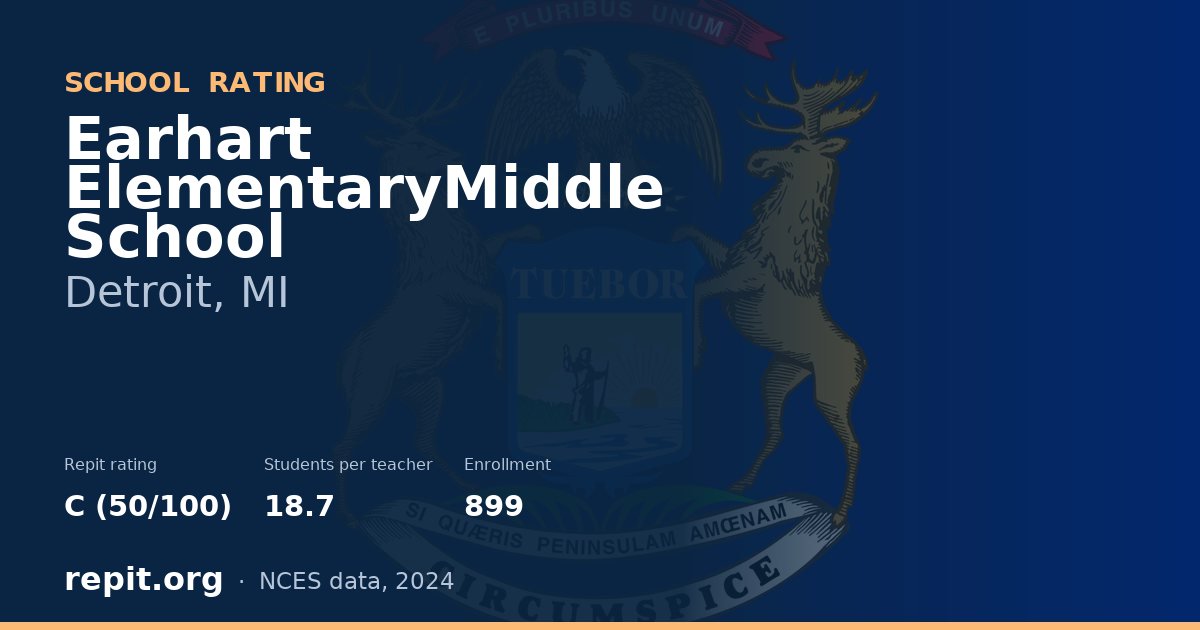 Earhart ElementaryMiddle School, Detroit, MI — Repit school rating C (50/100)