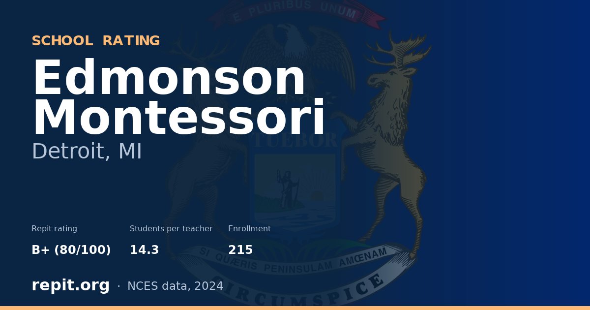 Edmonson Montessori, Detroit, MI — Repit school rating B+ (80/100)