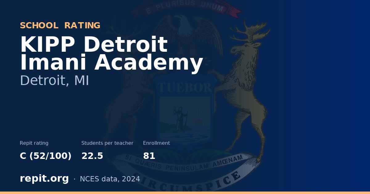 KIPP Detroit Imani Academy, Detroit, MI — Repit school rating C (52/100)