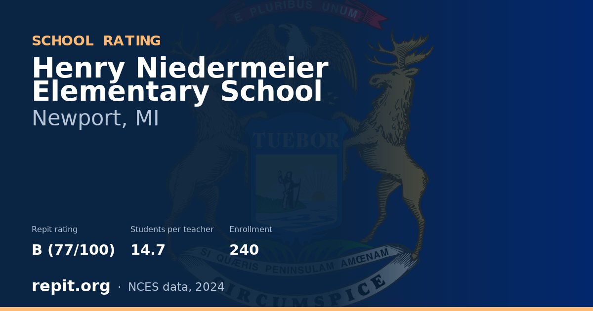 Henry Niedermeier Elementary School, Newport, MI — Repit school rating B (77/100)