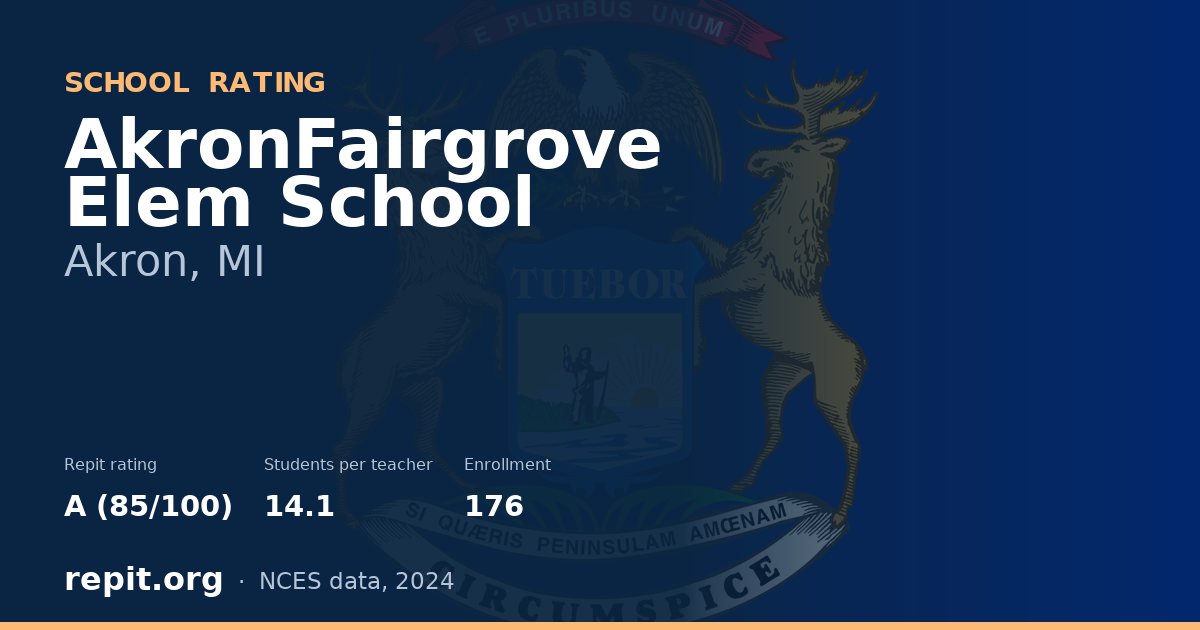 AkronFairgrove Elem School, Akron, MI — Repit school rating A (85/100)