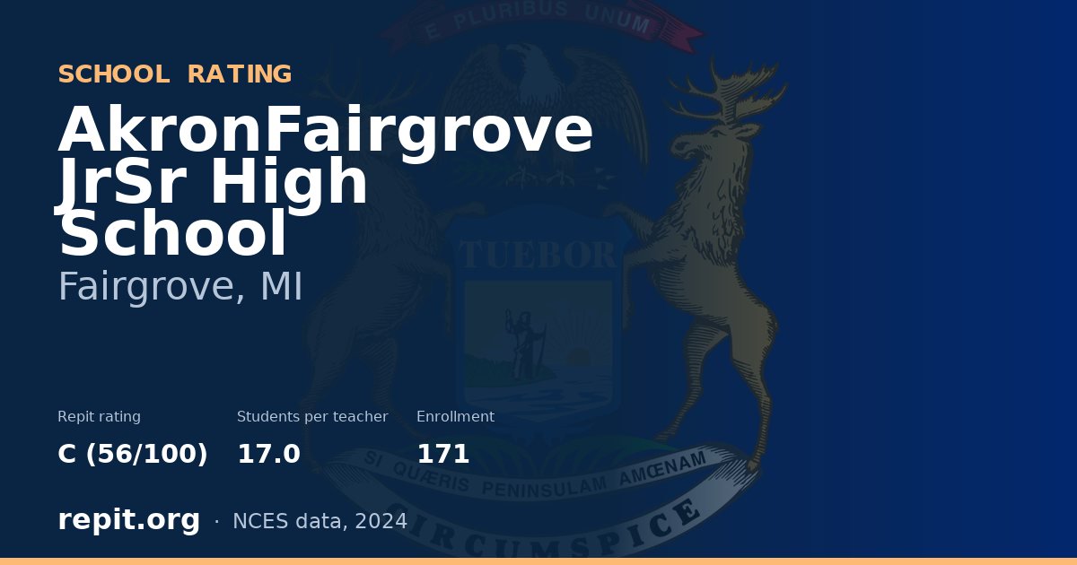 AkronFairgrove JrSr High School, Fairgrove, MI — Repit school rating C (56/100)