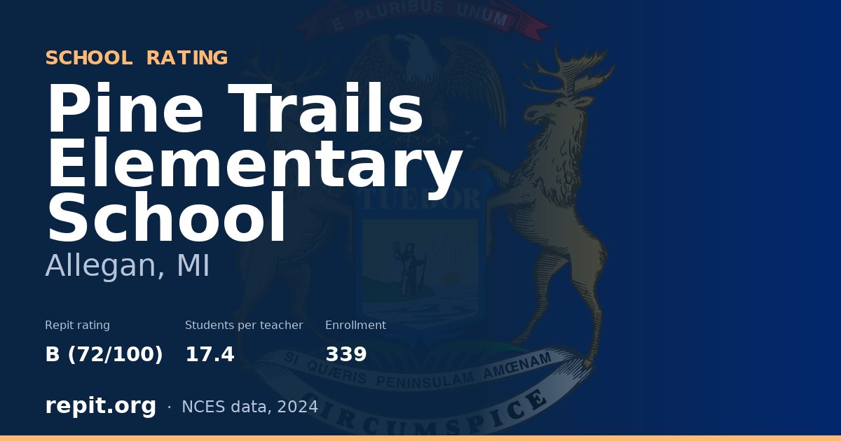 Pine Trails Elementary School, Allegan, MI — Repit school rating B (72/100)