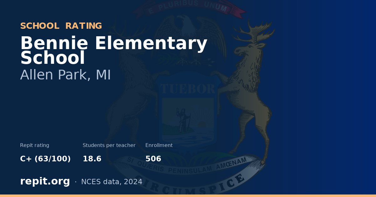 Bennie Elementary School, Allen Park, MI — Repit school rating C+ (63/100)